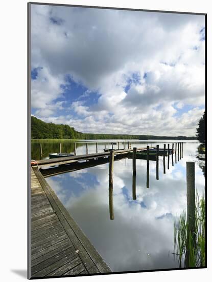 Germany, Brandenburg, Himmelpfort, Moderfitzsee, Jetty, Rowing Boats-Andreas Vitting-Mounted Photographic Print