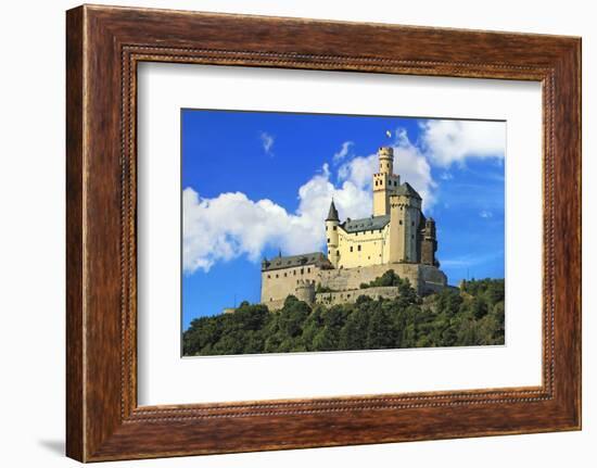 Germany, Castle Marksburg near Braubach, Germany, on the Rhine River, River cruise, Marksburg Castl-Miva Stock-Framed Photographic Print