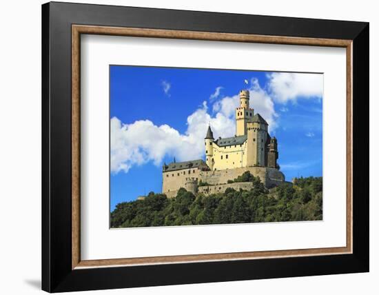 Germany, Castle Marksburg near Braubach, Germany, on the Rhine River, River cruise, Marksburg Castl-Miva Stock-Framed Photographic Print