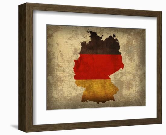 Germany Country Flag Map-Red Atlas Designs-Framed Giclee Print