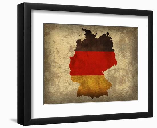 Germany Country Flag Map-Red Atlas Designs-Framed Giclee Print