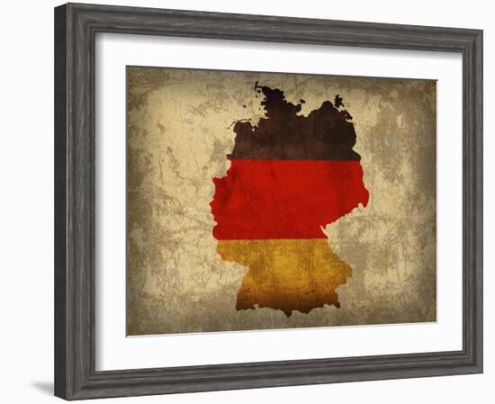 Germany Country Flag Map-Red Atlas Designs-Framed Giclee Print