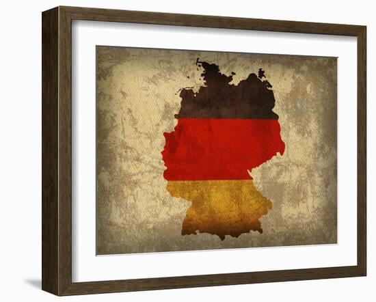 Germany Country Flag Map-Red Atlas Designs-Framed Giclee Print