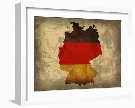 Germany Country Flag Map-Red Atlas Designs-Framed Giclee Print