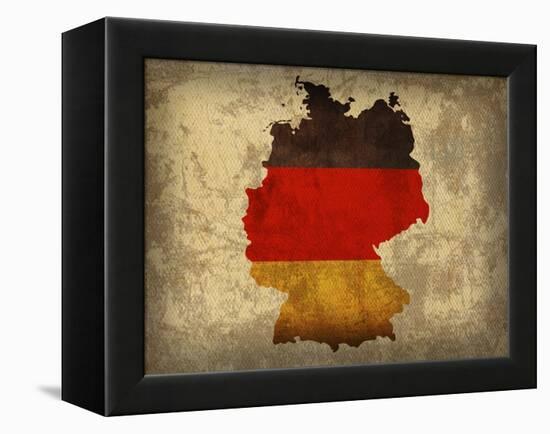 Germany Country Flag Map-Red Atlas Designs-Framed Premier Image Canvas