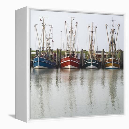 Germany, East Frisia, Northern Dike, Fisher-Boats, Harbor-Roland T.-Framed Premier Image Canvas