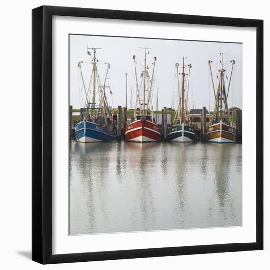 Germany, East Frisia, Northern Dike, Fisher-Boats, Harbor-Roland T.-Framed Photographic Print