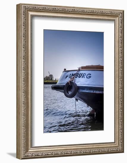 Germany, Hamburg, Elbe, Harbor, Barge-Ingo Boelter-Framed Photographic Print