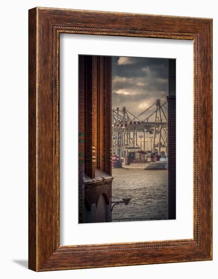 Germany, Hamburg, Elbe, Harbor, St. Pauli, Fish Market, Great Place, Container Terminal-Ingo Boelter-Framed Photographic Print