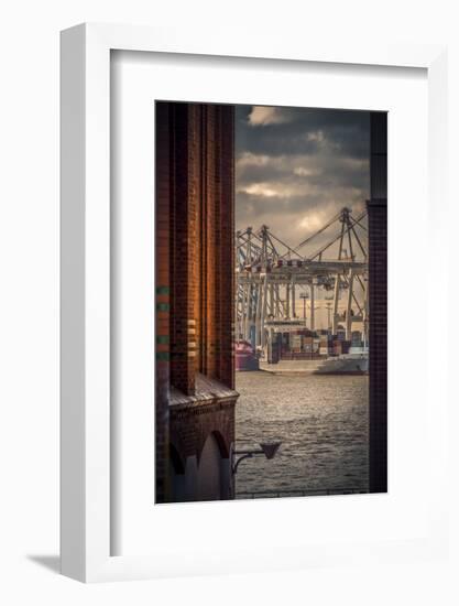 Germany, Hamburg, Elbe, Harbor, St. Pauli, Fish Market, Great Place, Container Terminal-Ingo Boelter-Framed Photographic Print