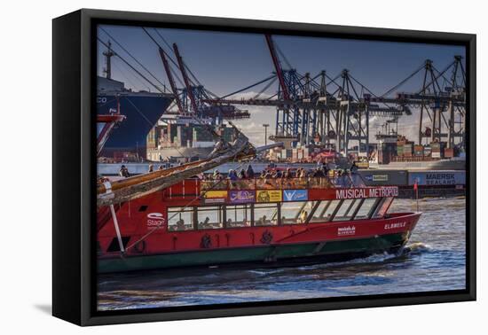 Germany, Hamburg, Elbe, Harbour, St. Pauli, Fish Market, Container Terminal, Great Place-Ingo Boelter-Framed Premier Image Canvas