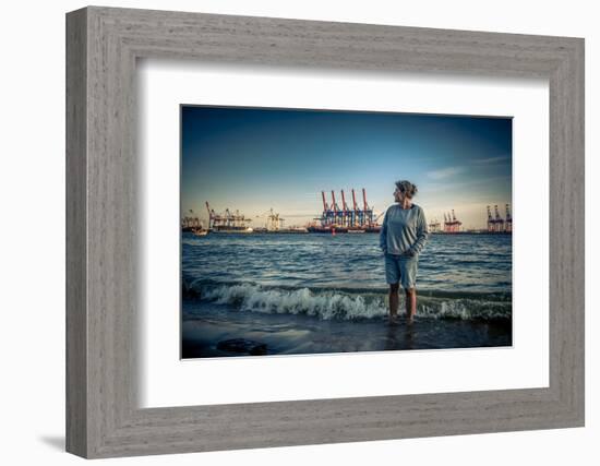 Germany, Hamburg, Elbe (River), …velgšnne, Beach, 'Strandperle-Ingo Boelter-Framed Photographic Print