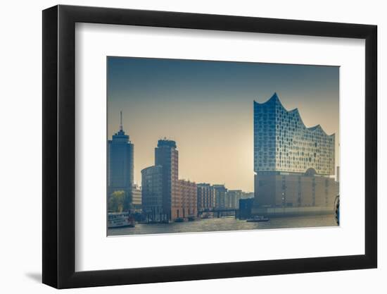 Germany, Hamburg, Harbor, Hafencity, Elbphilharmonie, Sculpture 'Nana on a Dolphin'-Ingo Boelter-Framed Photographic Print