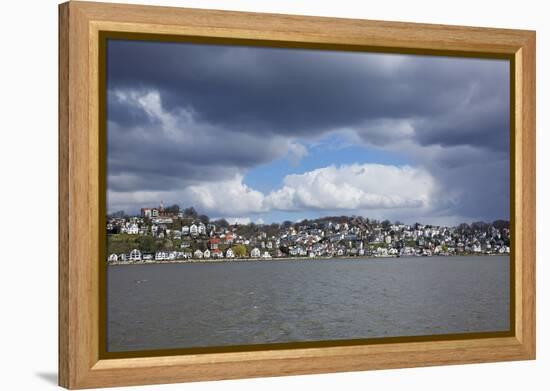 Germany, Hamburg, Rain Clouds over the Bank of the River Elbe in Hamburg-Blankenese-Uwe Steffens-Framed Premier Image Canvas