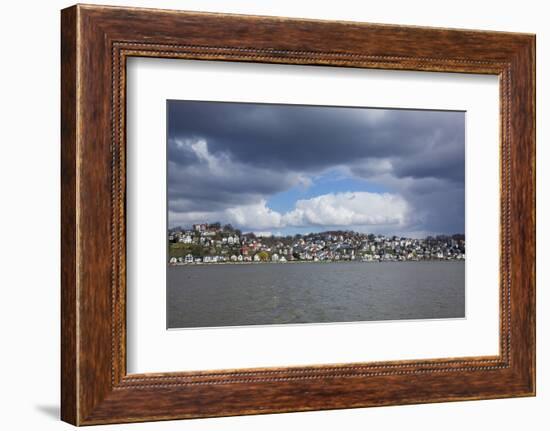 Germany, Hamburg, Rain Clouds over the Bank of the River Elbe in Hamburg-Blankenese-Uwe Steffens-Framed Photographic Print