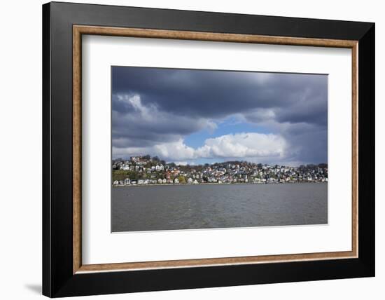 Germany, Hamburg, Rain Clouds over the Bank of the River Elbe in Hamburg-Blankenese-Uwe Steffens-Framed Photographic Print