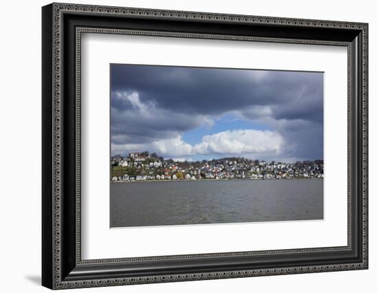 Germany, Hamburg, Rain Clouds over the Bank of the River Elbe in Hamburg-Blankenese-Uwe Steffens-Framed Photographic Print