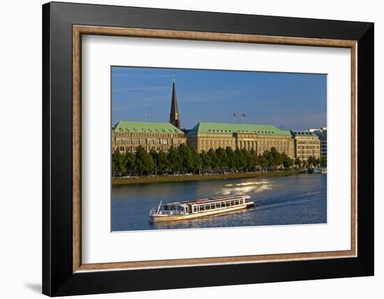 Germany, Hamburg, the Inner Alster with Excursion Boat and Hapag-Lloyd Shipping Company-Chris Seba-Framed Photographic Print