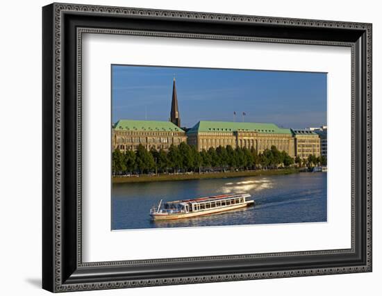 Germany, Hamburg, the Inner Alster with Excursion Boat and Hapag-Lloyd Shipping Company-Chris Seba-Framed Photographic Print