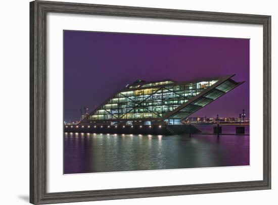 Germany, Hanseatic Town Hamburg, Dockland, Office Building, in the Evening-Sebastian Scheuerecker-Framed Photographic Print