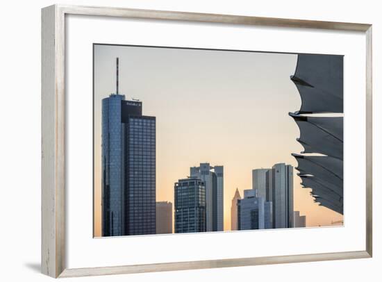 Germany, Hesse, Frankfurt Am Main, Frankfurt, Financial District, Sundown-Bernd Wittelsbach-Framed Photographic Print