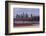 Germany, Hesse, Frankfurt on the Main, Skyline at Dusk, Light Tracks of Passing Cars-Bernd Wittelsbach-Framed Photographic Print