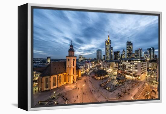 Germany, Hesse, Frankfurt on the Main, Skyline with Hauptwache and St. Catherine's Church-Bernd Wittelsbach-Framed Premier Image Canvas