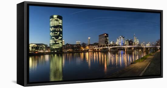 Germany, Hessen, Frankfurt on the Main, Westhafen with the Westhafen Tower and the Skyline-Bernd Wittelsbach-Framed Premier Image Canvas