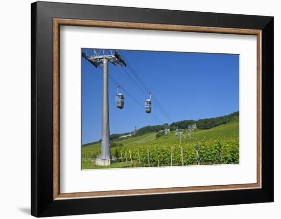 Germany, Hessen, Middle Rhine Valley, RŸdesheim, Niederwalddenkmal, Vineyards, Cable Car-Chris Seba-Framed Photographic Print