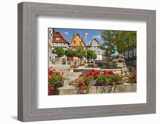 Germany, Hessen, Northern Hessen, Spangenberg, Town Hall Square, Fountain-Chris Seba-Framed Photographic Print