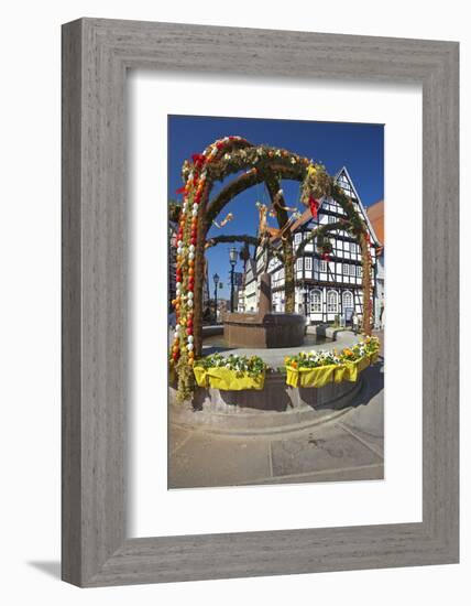 Germany, Hessen, Waldecker Land, Fountain, Easter Decoration, Market Square, Old Town-Chris Seba-Framed Photographic Print