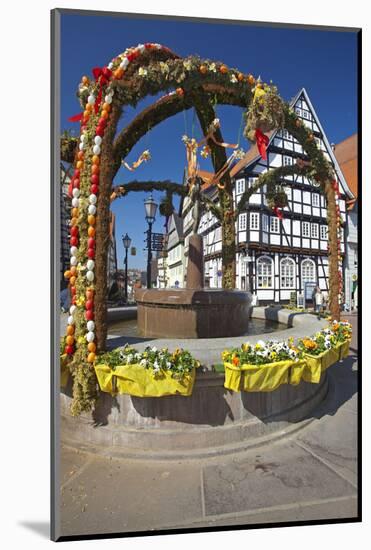 Germany, Hessen, Waldecker Land, Fountain, Easter Decoration, Market Square, Old Town-Chris Seba-Mounted Photographic Print