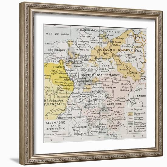 Germany In 1795 Old Map (Peace Of Basel)-marzolino-Framed Art Print