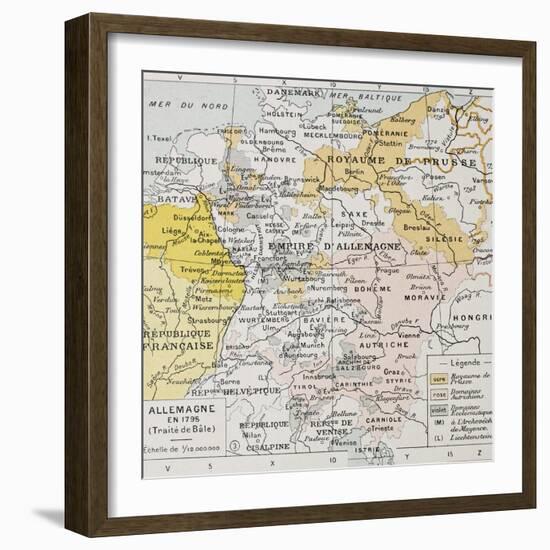 Germany In 1795 Old Map (Peace Of Basel)-marzolino-Framed Art Print