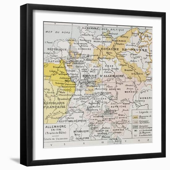Germany In 1795 Old Map (Peace Of Basel)-marzolino-Framed Art Print