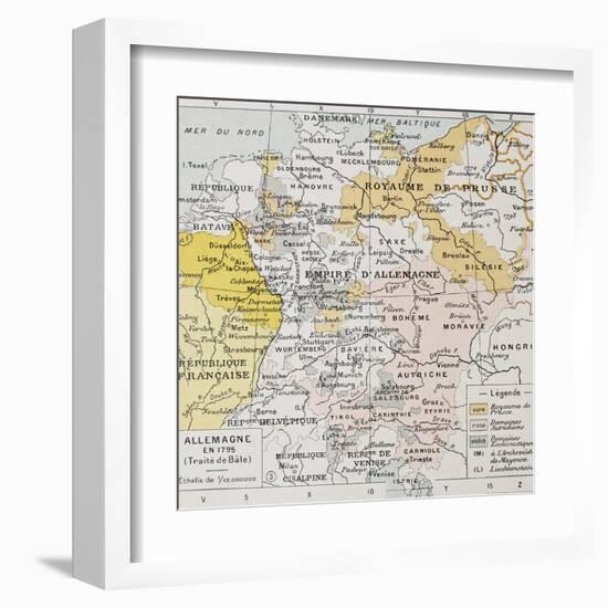 Germany In 1795 Old Map (Peace Of Basel)-marzolino-Framed Art Print