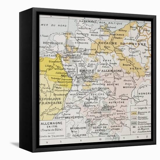 Germany In 1795 Old Map (Peace Of Basel)-marzolino-Framed Stretched Canvas