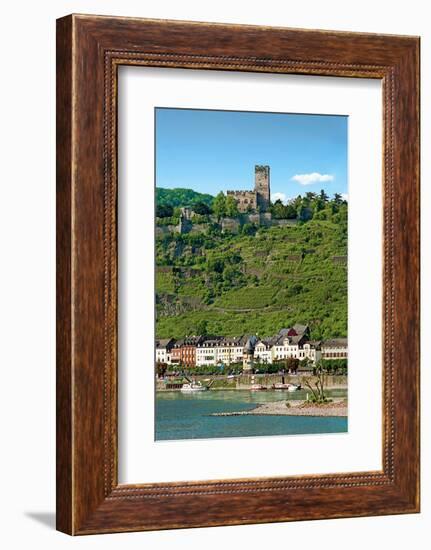 Germany, Kaub, The Pfalz Castle in the foreground, Gutenfels Castle on the hill above and Rhine Riv-Miva Stock-Framed Photographic Print