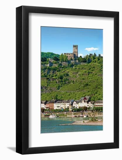 Germany, Kaub, The Pfalz Castle in the foreground, Gutenfels Castle on the hill above and Rhine Riv-Miva Stock-Framed Photographic Print