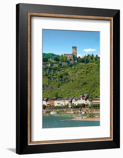 Germany, Kaub, The Pfalz Castle in the foreground, Gutenfels Castle on the hill above and Rhine Riv-Miva Stock-Framed Photographic Print