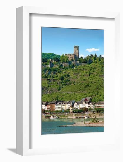 Germany, Kaub, The Pfalz Castle in the foreground, Gutenfels Castle on the hill above and Rhine Riv-Miva Stock-Framed Photographic Print