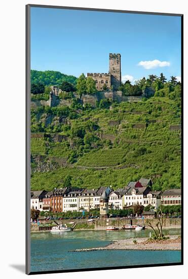 Germany, Kaub, The Pfalz Castle in the foreground, Gutenfels Castle on the hill above and Rhine Riv-Miva Stock-Mounted Photographic Print