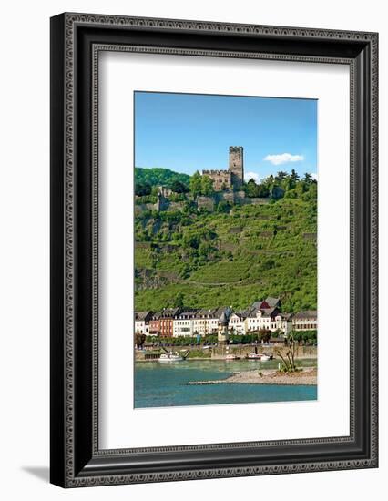 Germany, Kaub, The Pfalz Castle in the foreground, Gutenfels Castle on the hill above and Rhine Riv-Miva Stock-Framed Photographic Print