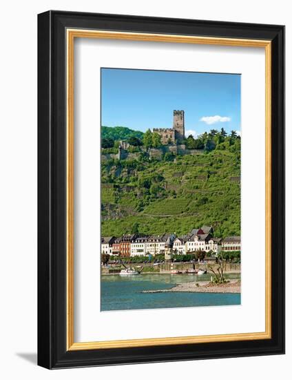 Germany, Kaub, The Pfalz Castle in the foreground, Gutenfels Castle on the hill above and Rhine Riv-Miva Stock-Framed Photographic Print