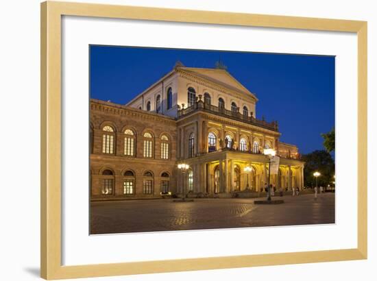 Germany, Lower Saxony, Hannover, Landestheater, Evening-Chris Seba-Framed Photographic Print