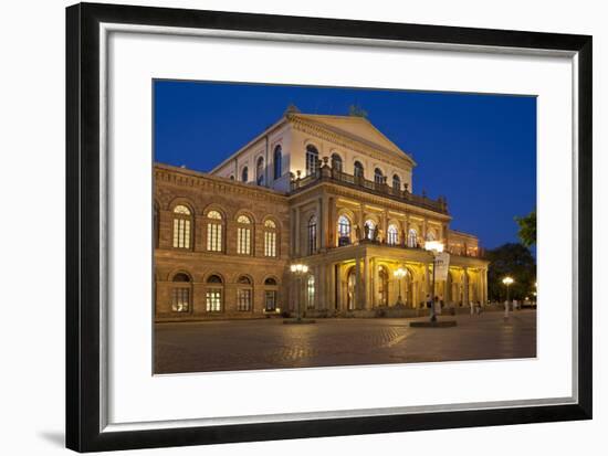 Germany, Lower Saxony, Hannover, Landestheater, Evening-Chris Seba-Framed Photographic Print