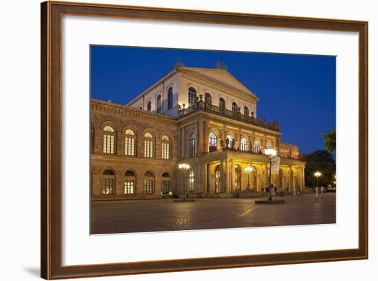 Germany, Lower Saxony, Hannover, Landestheater, Evening-Chris Seba-Framed Photographic Print