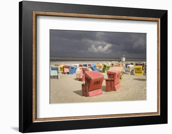 Germany, Lower Saxony, Island Langeoog, Beach, Wicker Beach Chairs-Roland T.-Framed Photographic Print