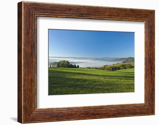 Germany, Lower Saxony, Weser Hills, Ottenstein Plateau, Autumn, Morning Fog, Weser Valley-Chris Seba-Framed Photographic Print