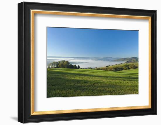 Germany, Lower Saxony, Weser Hills, Ottenstein Plateau, Autumn, Morning Fog, Weser Valley-Chris Seba-Framed Photographic Print